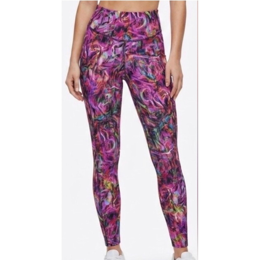 Lululemon High Times Pant 7/8 Leggings Flowerescent Multi Pink Purple Size 12